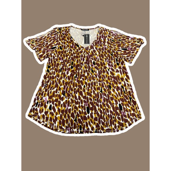 NWT! Cable‎ & Gauge Womens Short Sleeve Cold Shoulder Gold Detail Top - Picture 1 of 7